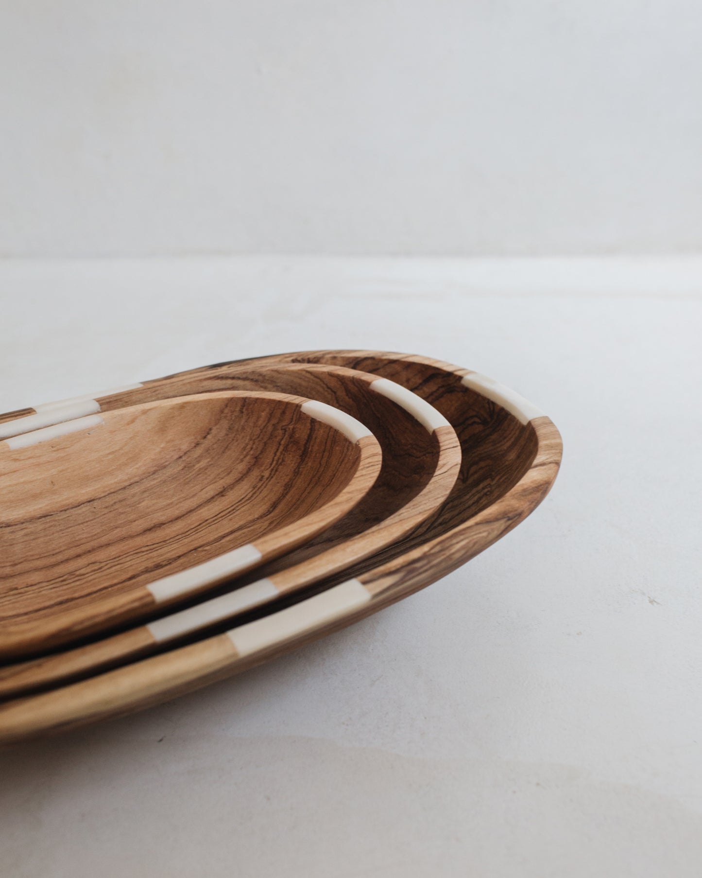 Olive Wood and Bone Nesting Bowls- Set of 3