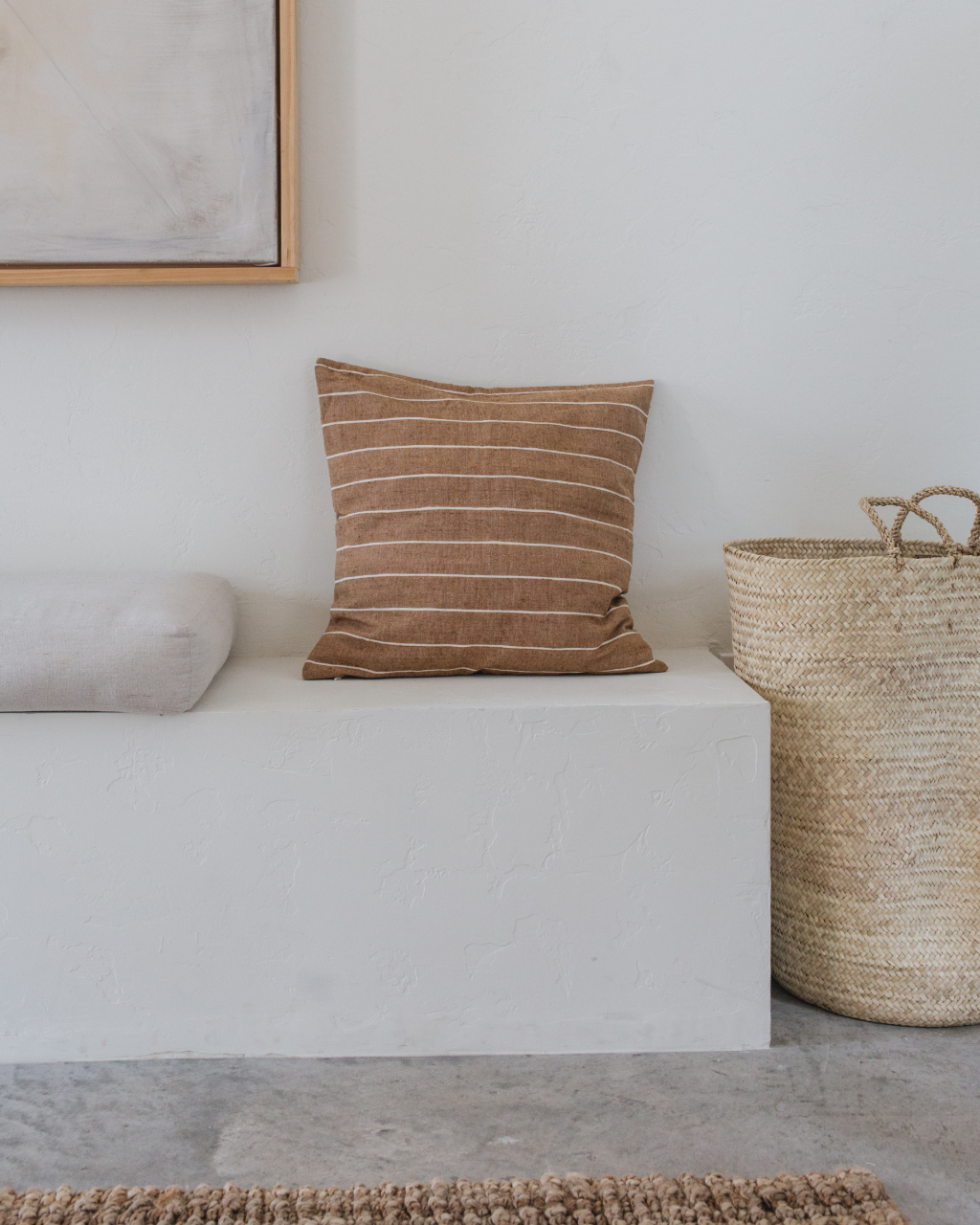 100% Cotton Cushion Covers Bronze with Cream Stripes