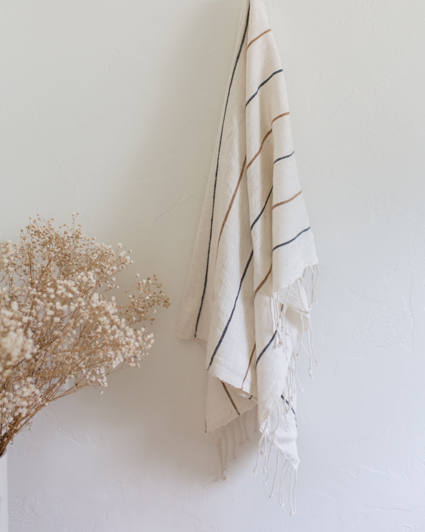 100% Cotton Cushion Cover Cream with Black and Bronze Stripes
