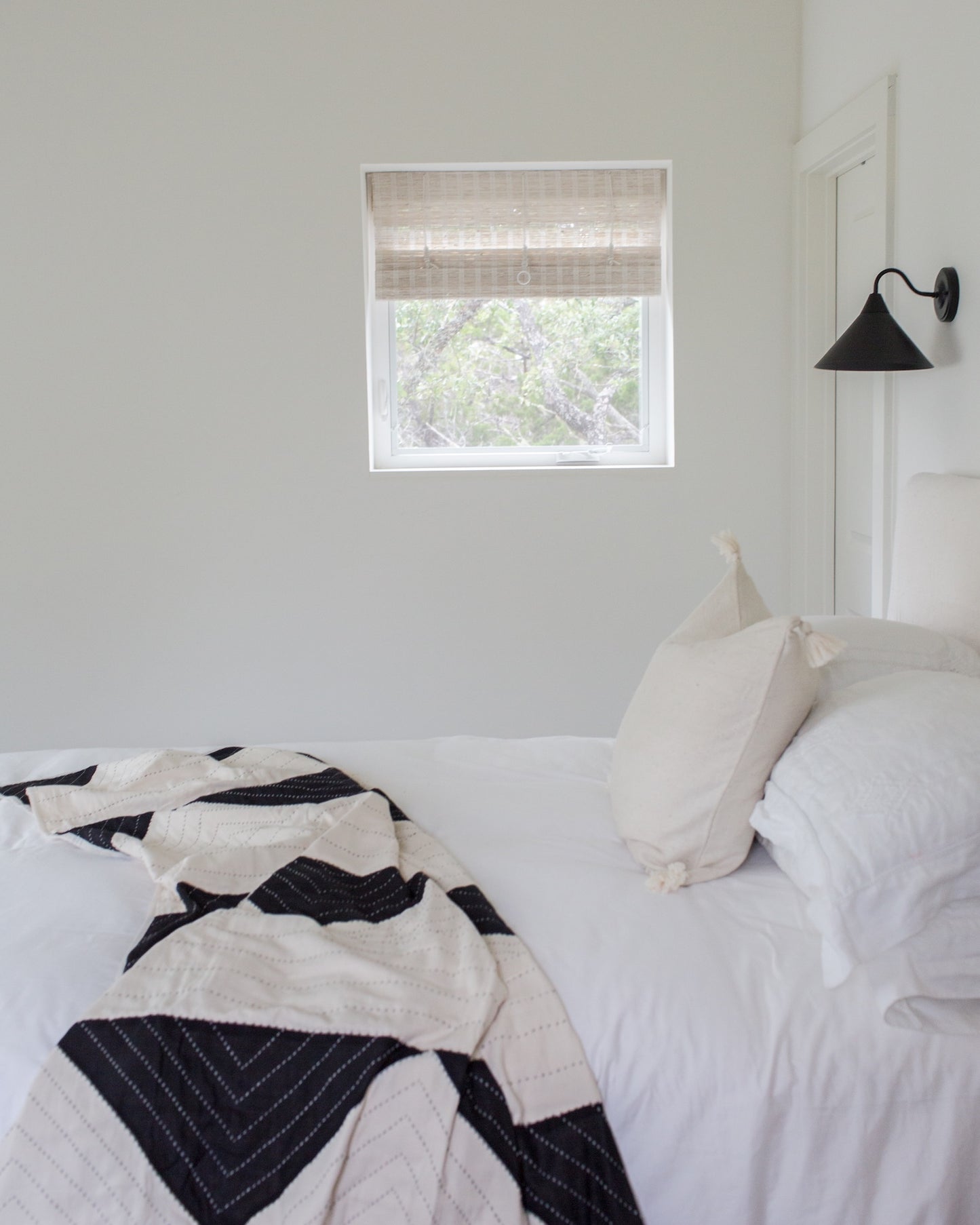 Organic Cotton Throw Bone and Charcoal