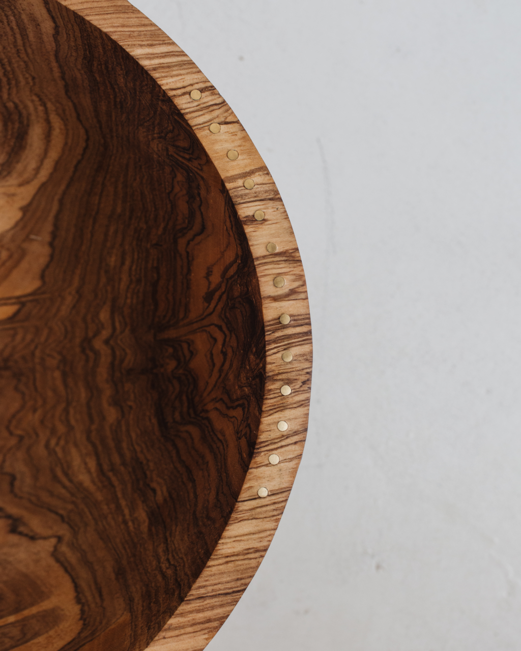 Olive Wood and Brass Nesting Serving Bowls- Set of 3