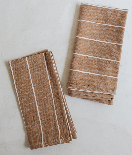 100% Ethiopian Cotton Napkin Bronze with Cream Stripes