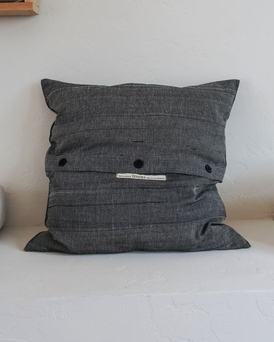 Black and White woven Cushion Cover with button closure: 50x50 cm (20x20")
