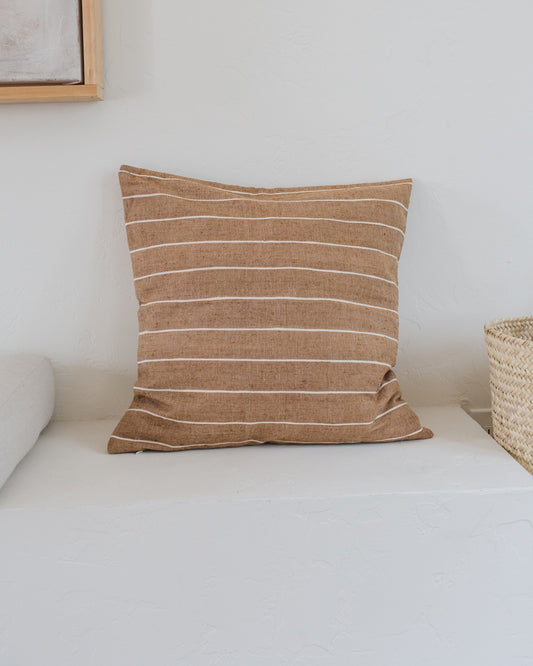 100% Cotton Cushion Covers Bronze with Cream Stripes