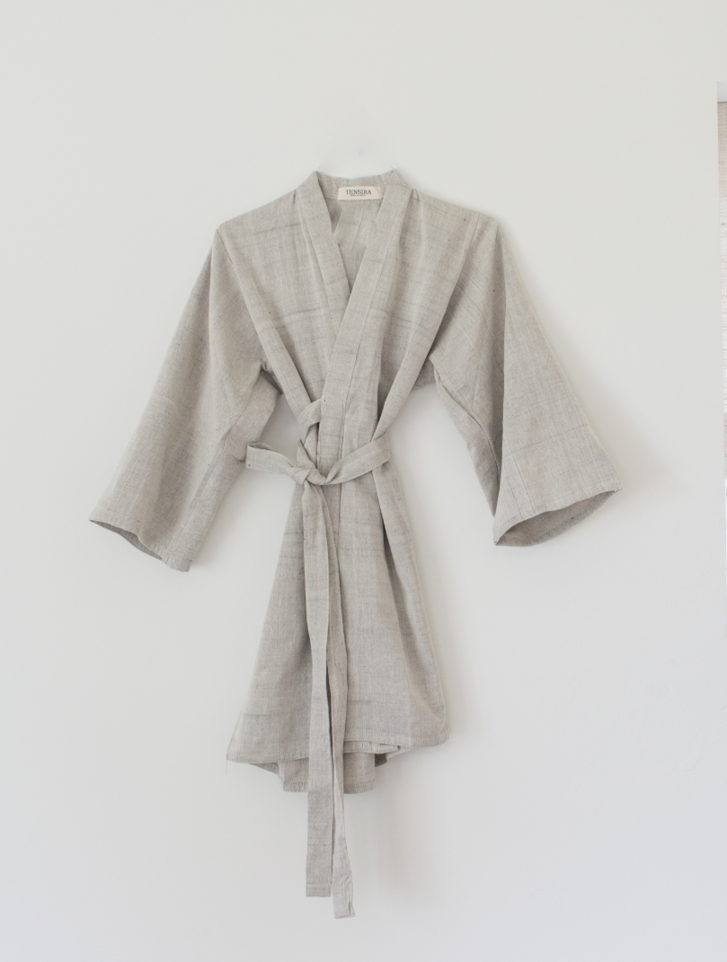 Kimono Style Robe and Cover Up in Indigo and Heather Weave