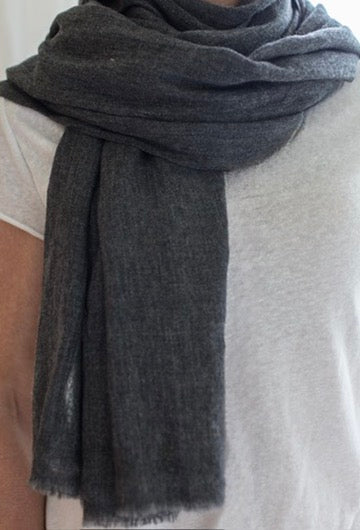 80% Cashmere and 20% Wool Scarf Charcoal