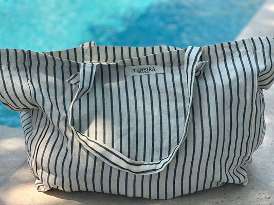 All the Things Tote Pinstriped