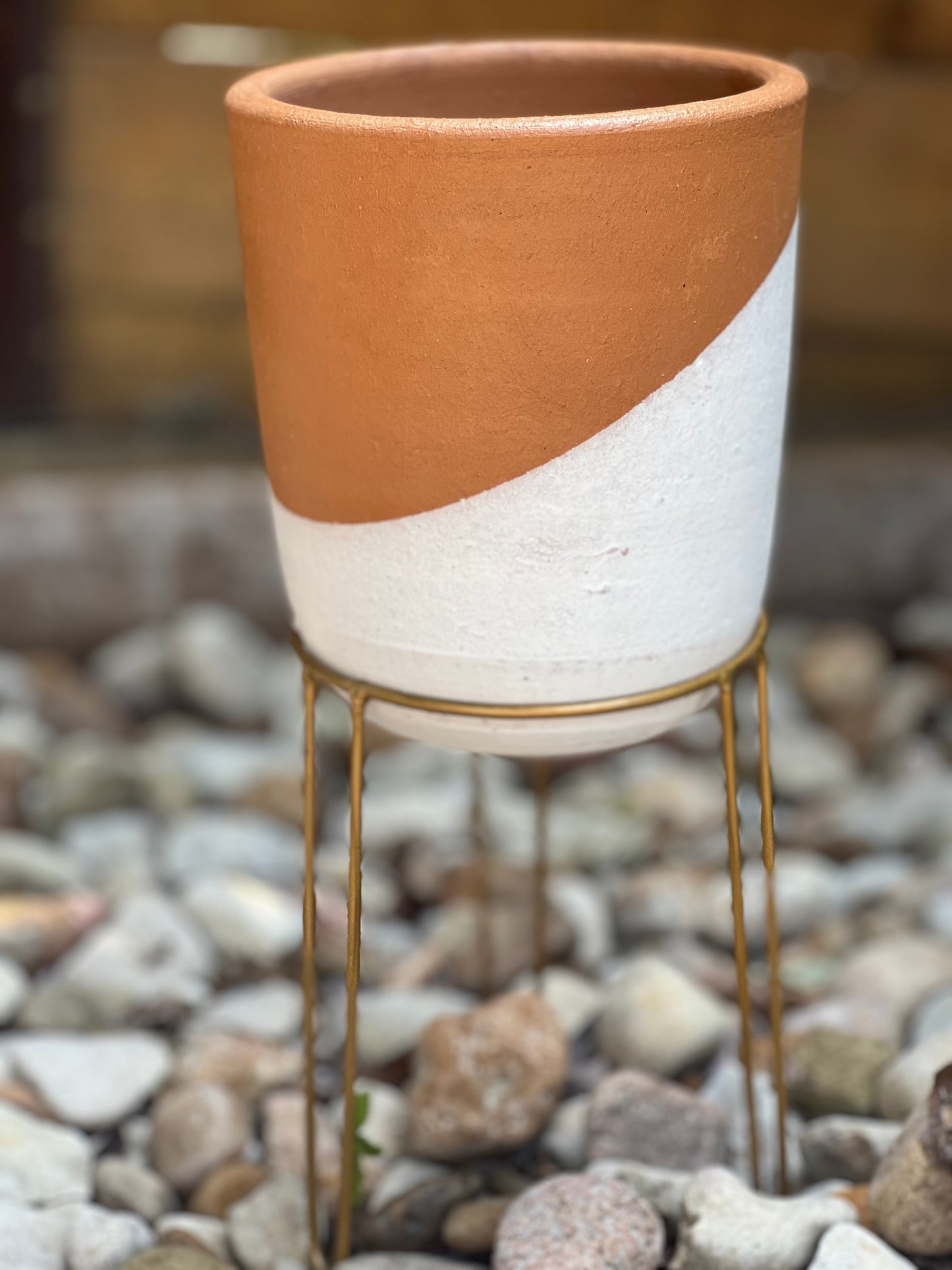 Terracotta Planter with Brass Stand