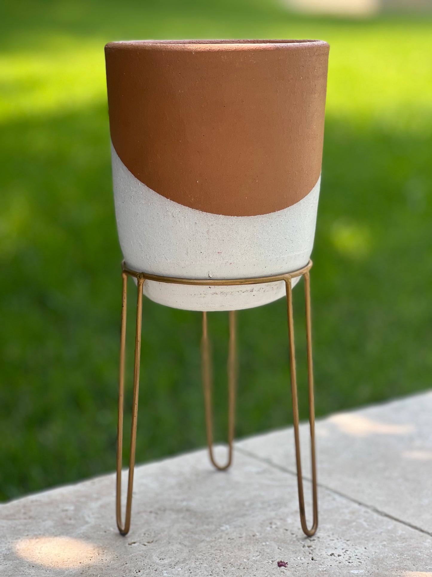 Terracotta Planter with Brass Stand